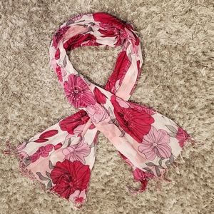 Multi pink flower light weight scarf or shawl